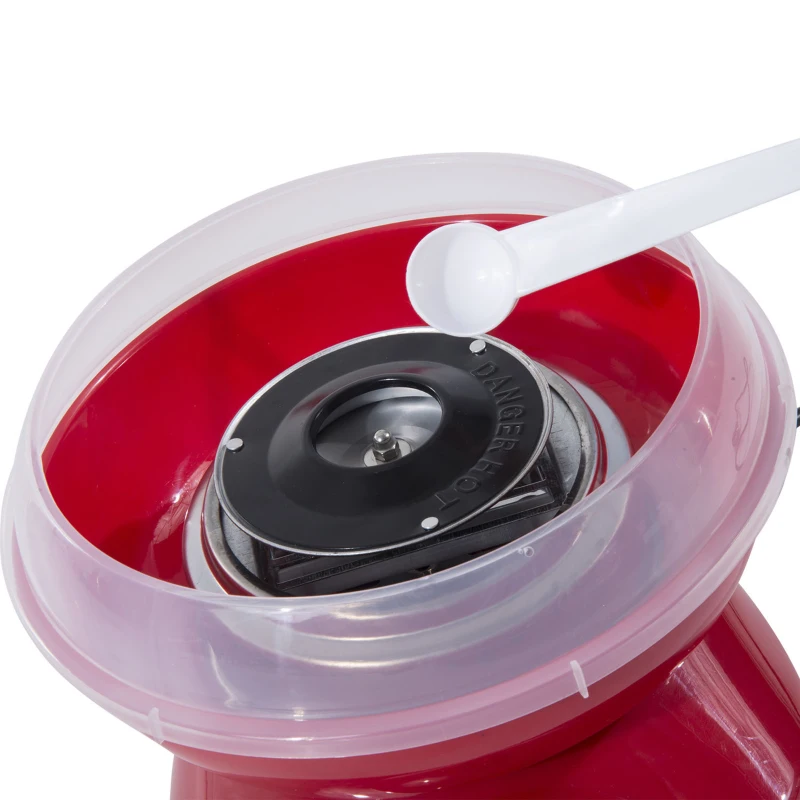 HOMCOM Macchina per Zucchero Filato in PP, Acciaio Inox e Alluminio 450W 27 x 26 x 18cm Rosso