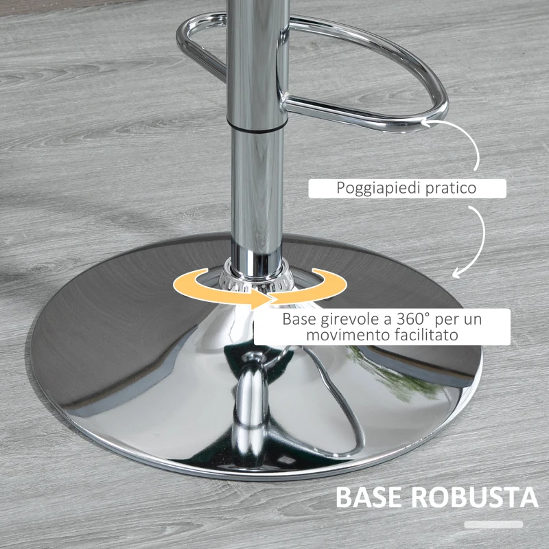HOMCOM Set 2 Sgabelli da Bar Moderni e Girevoli con Schienale Alto e Poggiapiedi, Sgabelli da Cucina Imbottiti con Altezza Regolabile in Tessuto Verde, 41x51x97-117cm