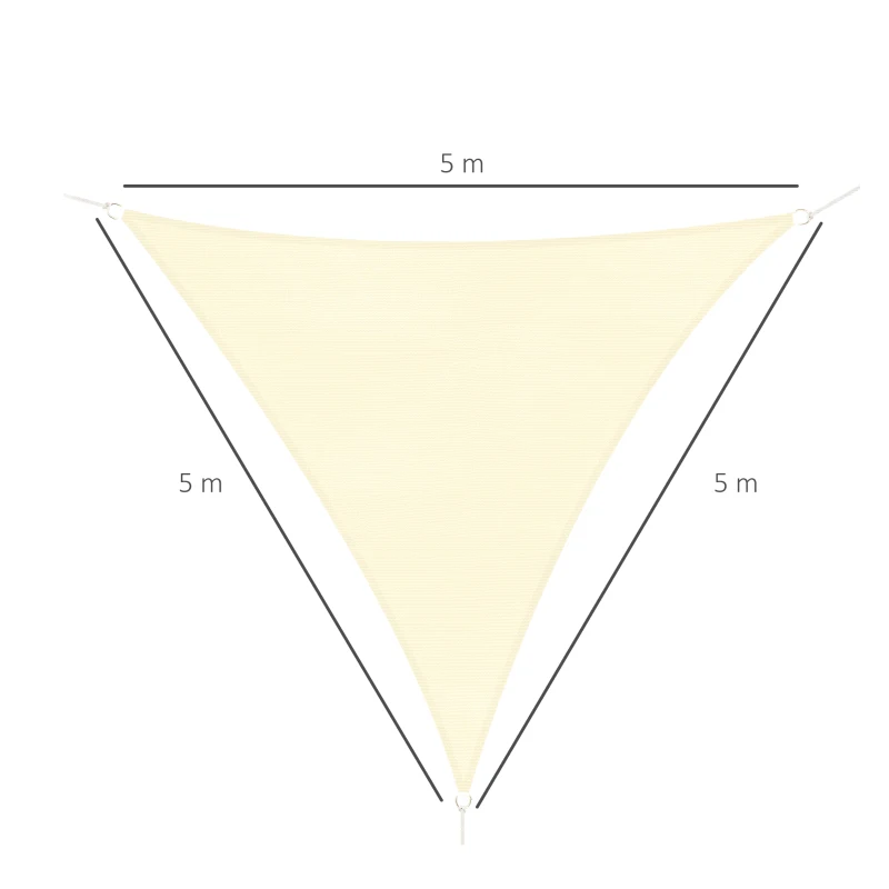 Outsunny Voile d'ombrage triangulaire toile ombrage UV protection pour terrasse jardin extérieur en HDPE 5 x 5 x 5 m crème
