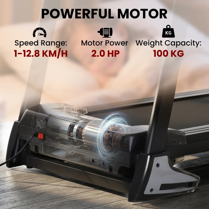 HOMCOM Folding Treadmill, 2.0HP Incline Treadmill Running Machine, 12.8 km/h, with LED Display, Manual Incline, 12 Preset Programs, Drink & Phone Holder for Home Gym Fitness