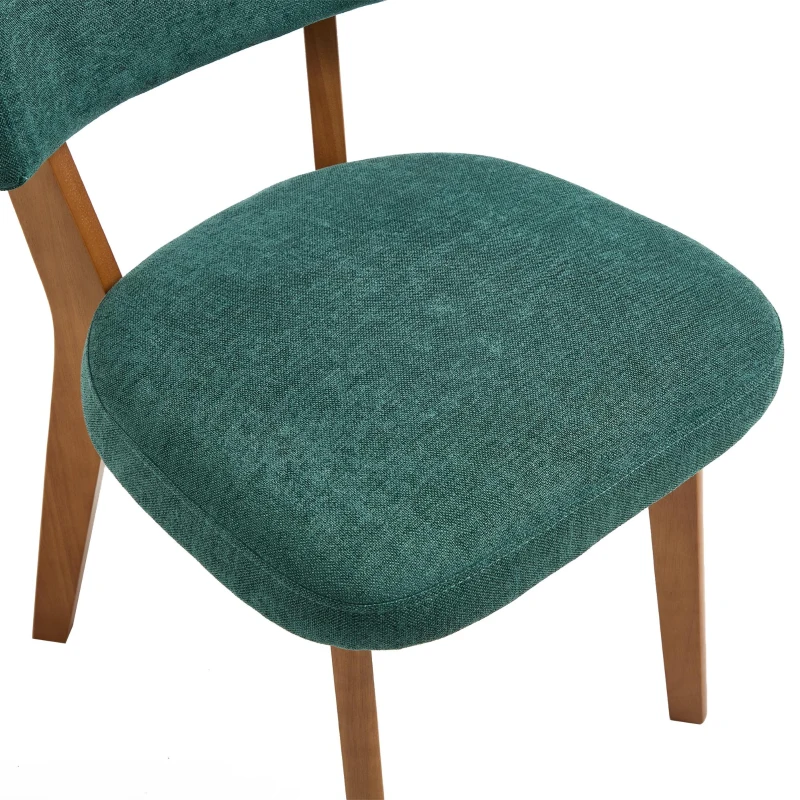 Stylish Mid-Century Dining Chairs with Ergonomic Backrest, Comfortable Upholstered Side Chairs for Dining Room, 47L x 54.5W x 77H cm, Green