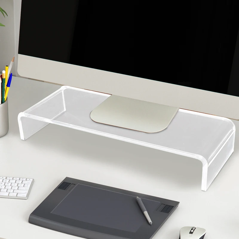 HOMCOM Supporto per Monitor in Acrilico, 53 x 19 x 9 cm, Trasparente