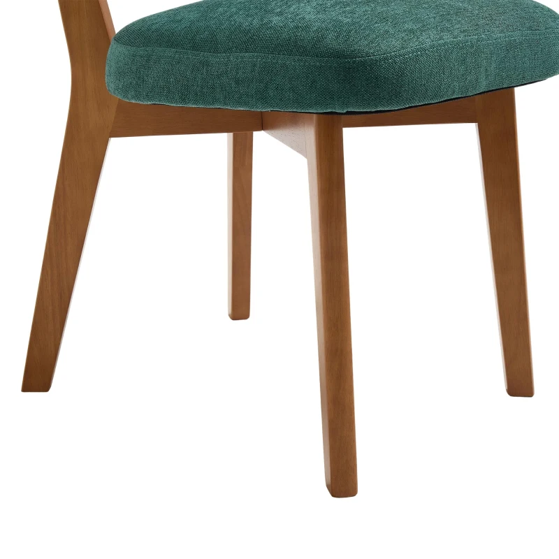 Stylish Mid-Century Dining Chairs with Ergonomic Backrest, Comfortable Upholstered Side Chairs for Dining Room, 47L x 54.5W x 77H cm, Green