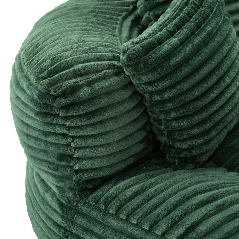 Plush Oversized Bean Bag Chair with High Back & 3 Pillows, Cozy Corduroy Floor Lounger Sofa for Living Room, 108L x 108W x 52H cm, Emerald