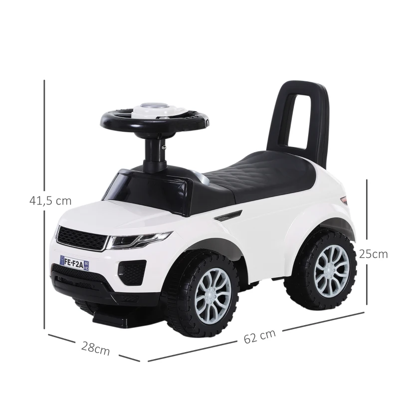 HOMCOM Kinderfahrzeug Rutschauto Lauflernhilfe mit Hupe Stauraum PP Weiß 62 x 28 x 41,5 cm
