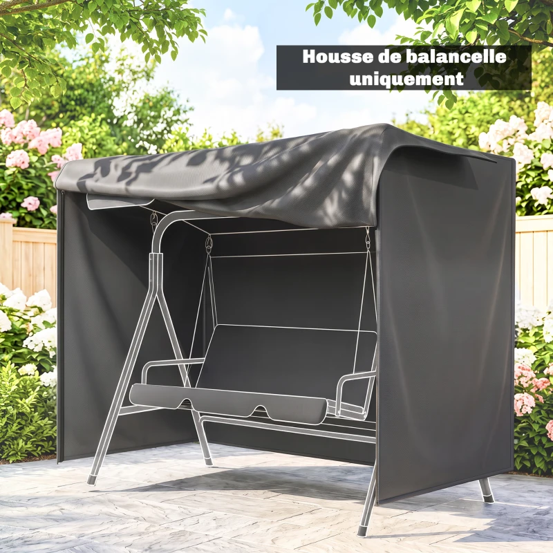 Outsunny Housse de protection pour balancelle de jardin housse de balancelle de jardin toile oxford 177 x 114 x 152 cm gris foncé