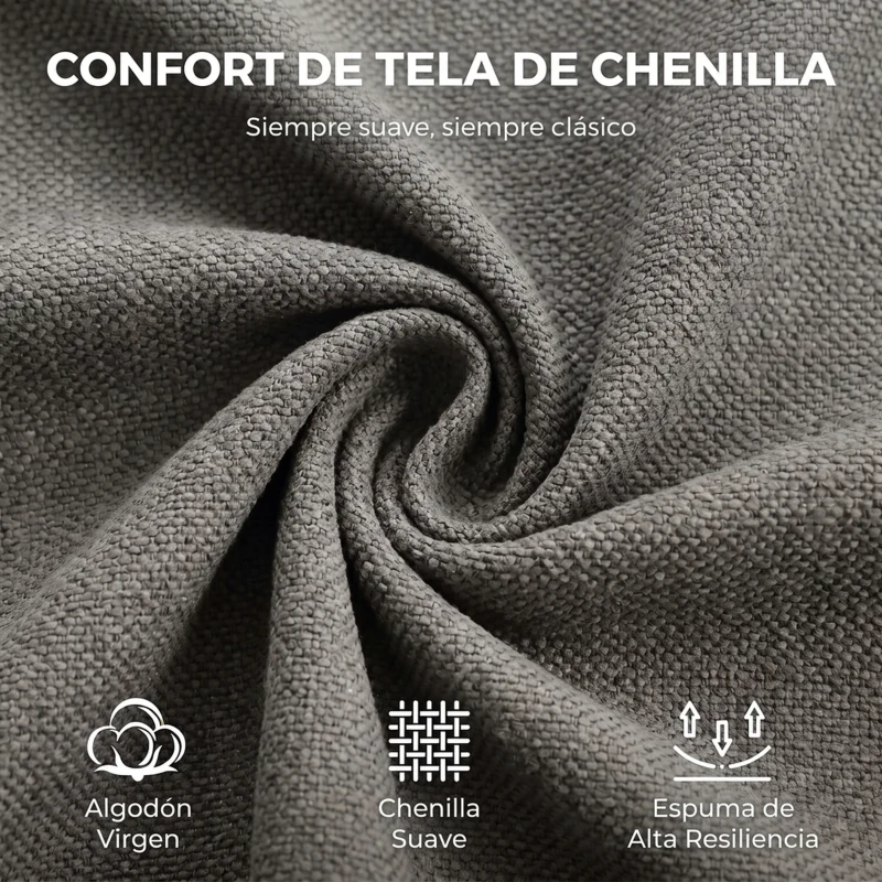 HOMCOM Silla de Oficina de Chenilla con Ruedas Función Basculante Altura Ajustable Acolchado Grueso para Casa Oficina Gris