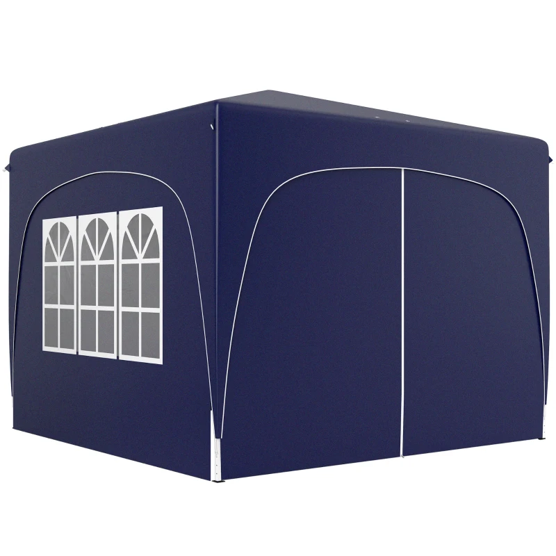 Outsunny Tenda Dobrável 3x3 m com Painéis Laterais UPF50+ Tenda de Jardim com Altura Ajustável e Bolsa de Transporte Azul Escuro