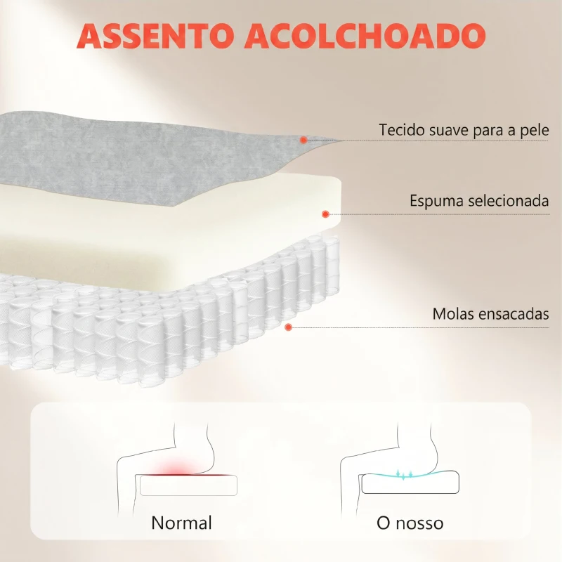 HOMCOM Cadeira de Escritório Apoios de Braços Rebatíveis Altura Ajustável Função Basculante e Estofada em Veludo 68x69x118 cm Creme