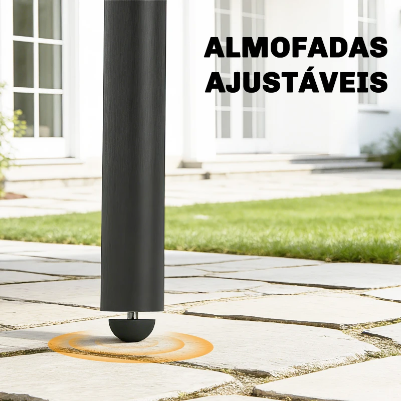 Outsunny Mesa de Jantar de Jardim Retangular 120x70x72 cm de Aço com Tampo com Ripas para 4 Pessoas, Cinzento