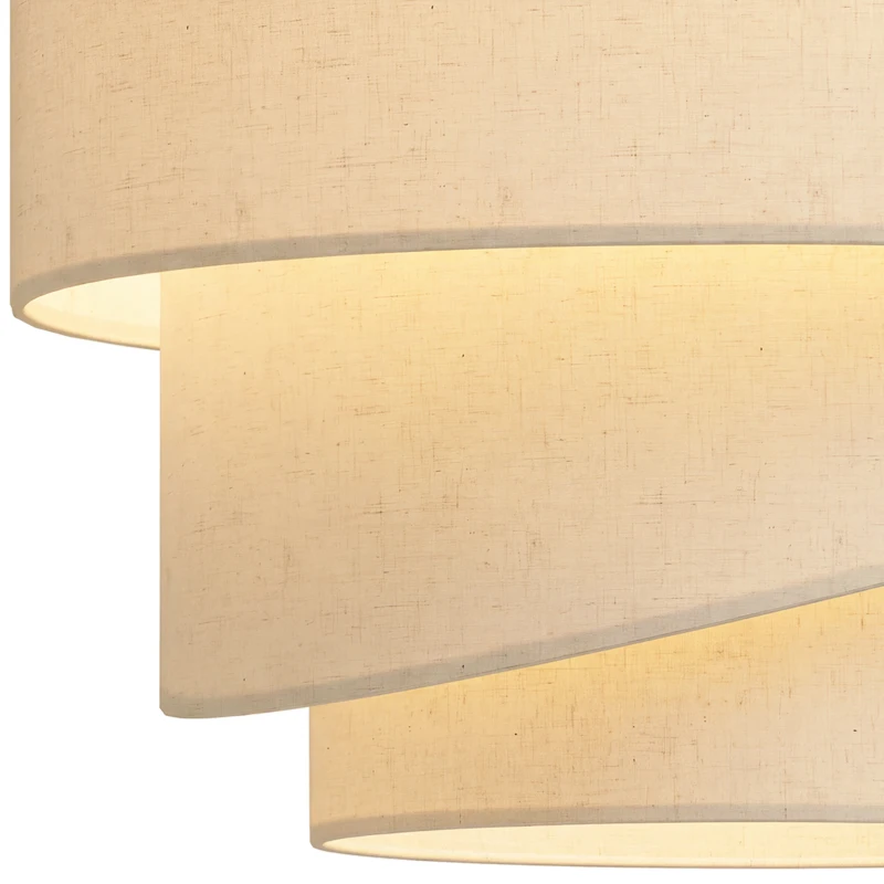 HOMCOM Suspension Luminaire à 3 Abat-Jour Effet Lin, Ampoule Non Incluse E14 40 W, Câble Réglable, Rosace Dorée, Beige