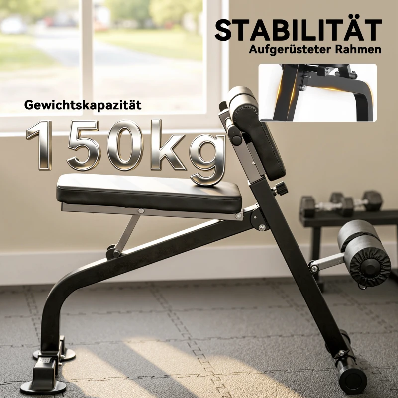SPORTNOW Trainingsbank, Hantelbank, Fitnessbank, Stahlrahmen, Schwarz