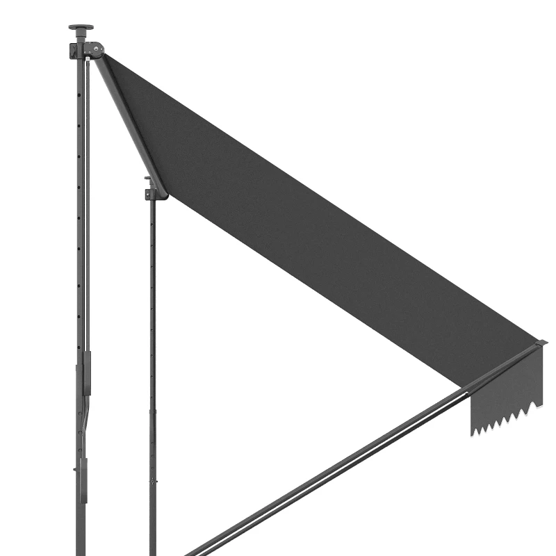 Outsunny Toldo Manual Retrátil Ajustável 300x170x200-290 cm com Manivela Proteção Solar UV40+ para Varanda Jardim Cinza