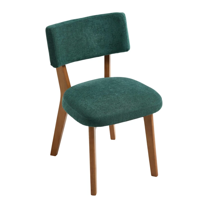Stylish Mid-Century Dining Chairs with Ergonomic Backrest, Comfortable Upholstered Side Chairs for Dining Room, 47L x 54.5W x 77H cm, Green
