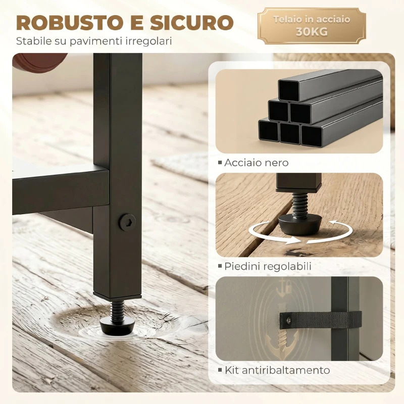 HOMCOM Mobile Bar, Mobile da Bar con Cassetto, Portabicchieri, Marrone Rustico
