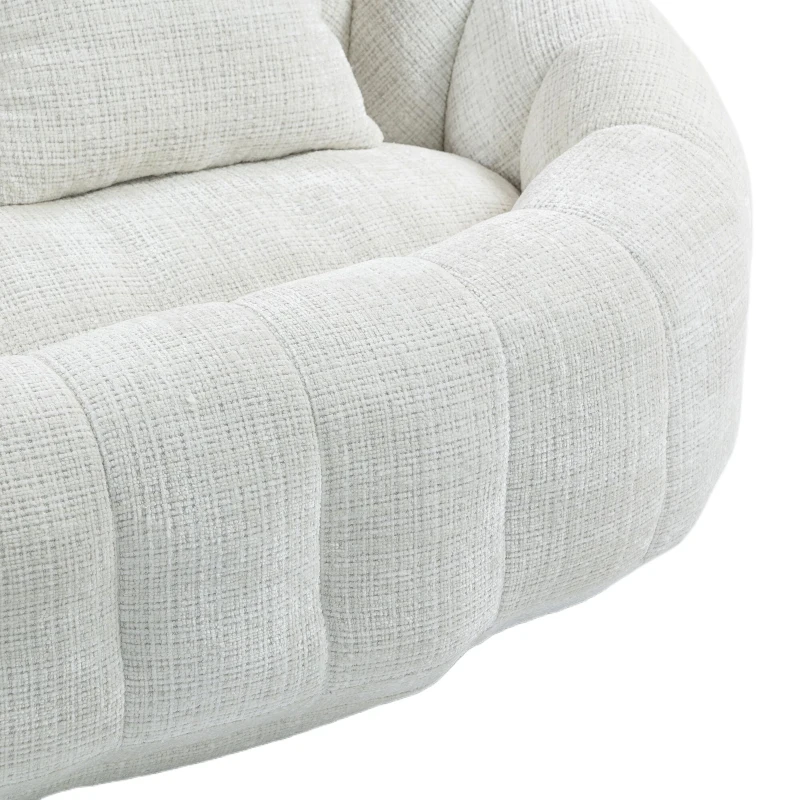 Cozy Oversized Bean Bag Sofa with 2 Matching Pillows, Soft 2-Seat Sectional Couch for Living Room and Bedroom, 145L x 95W x 63H cm, Beige