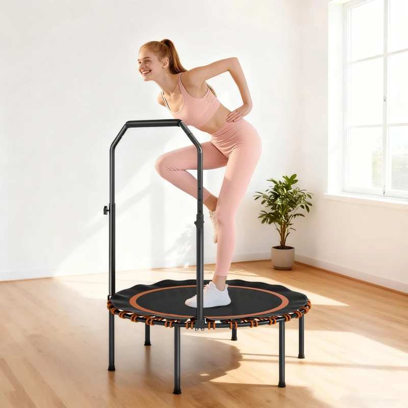 SPORTNOW 40" Foldable Fitness Trampoline Rebounder with Handle, Orange