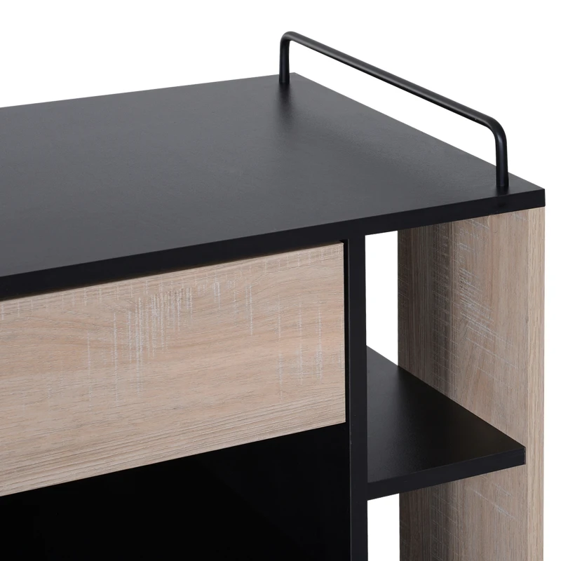 HOMCOM Carrello da Cucina Multiuso Moderno con Ruote Cassetto Anta in Legno Rovere, 76,5x40x82cm