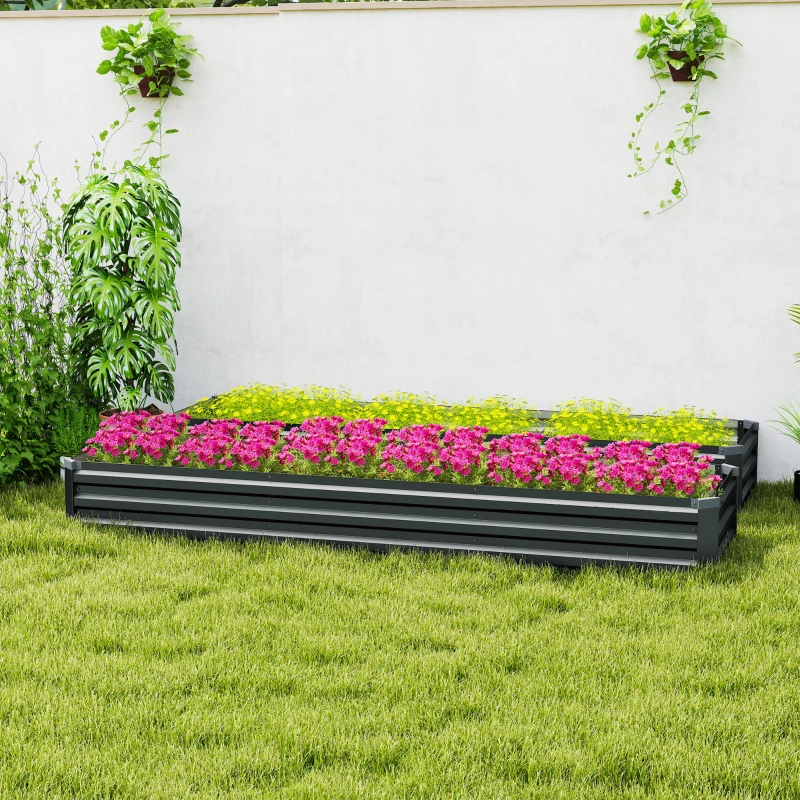 Outsunny 60 x 240cm Galvanised Steel Planter, with Open Bottom, Pack of 2