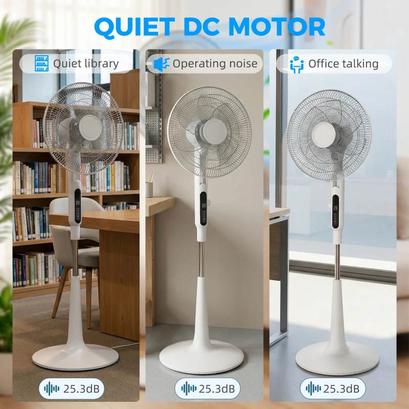 HOMCOM Three Mode Pedestal Fan, with Insect Repellant Box and LED Panel - White