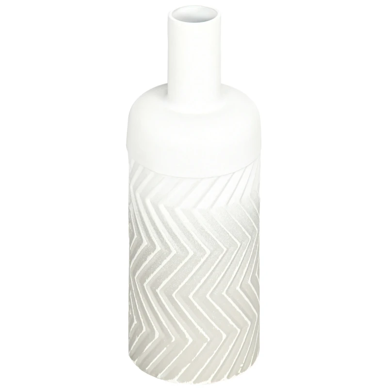 HOMCOM Jarrón para Flores de Metal Florero Decorativo Moderno con Textura 3D Decoración para Salón Dormitorio Ø15x45,5 cm Gris