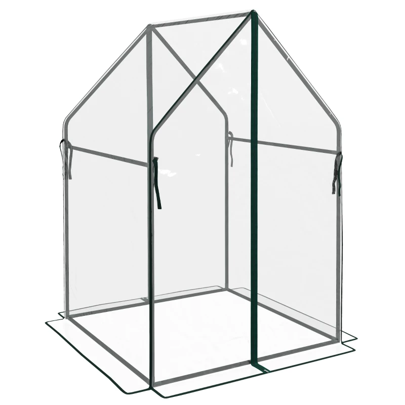 Outsunny Serre de jardin, Serre à Tomate pour le jardin avec 2 portes zippées, dim. 90 x 90 x 145cm