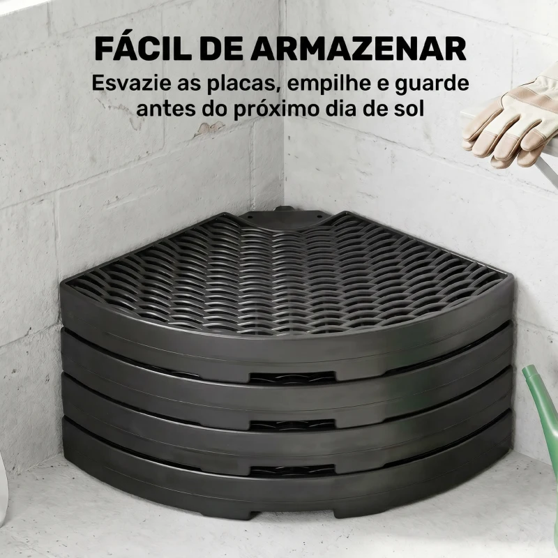 Outsunny Base para Chapéu de Sol de 4 Peças Recarregável com Areia 68 kg ou Água 52 kg para Jardim Pátio ou Terraço Preto