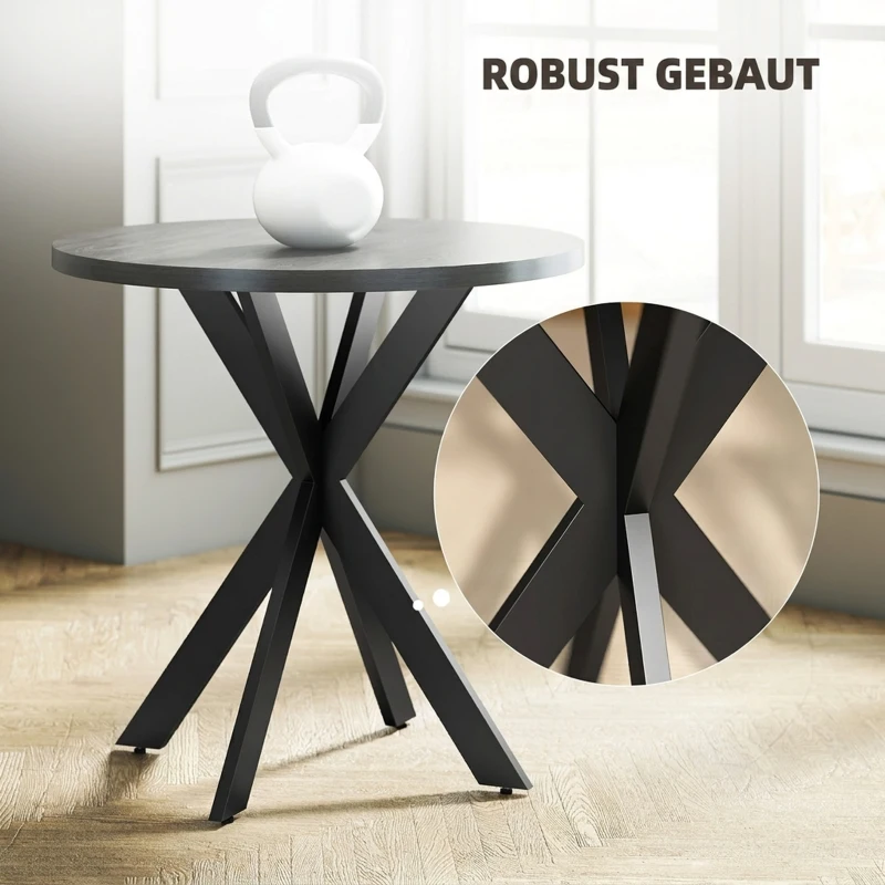 HOMCOM Esstisch 75 x 75 cm rund Küchentisch für 2-4 Personen modern Esszimmertisch mit Spinnenfuß Schwarz
