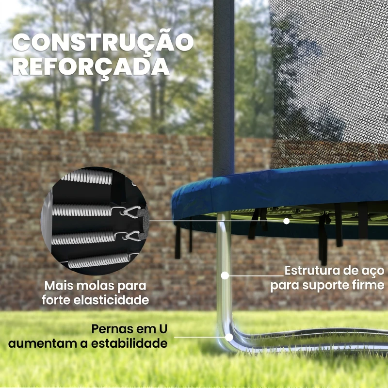 SPORTNOW Trampolim Infantil Ø183 cm, para Crianças com Rede de Segurança Barras Acolchoadas Capa de Segurança e Estrutura de Aço Azul