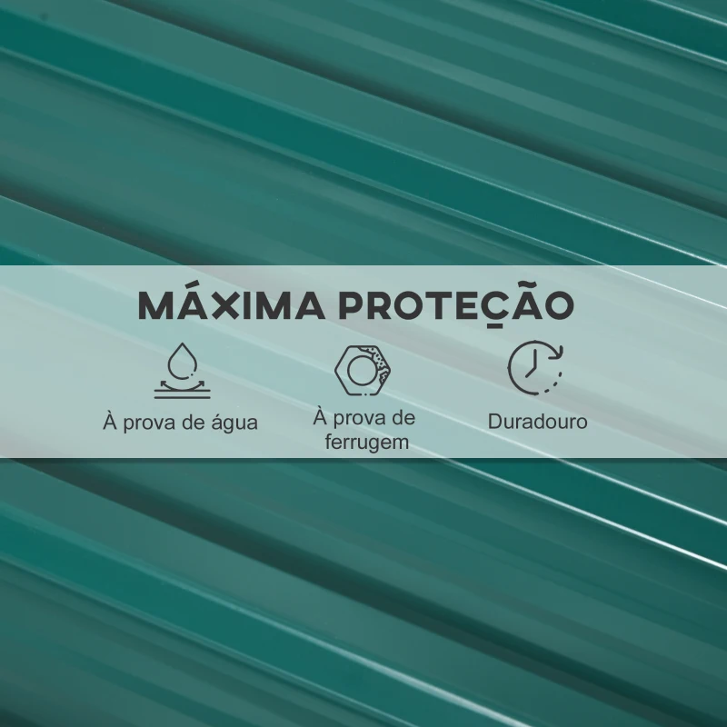 Outsunny Conjunto de 12 Painéis para Teto de Aço Galvanizado Chapas Perfiladas de Teto 7m² para Abrigo de Ferramentas 129x45cm Verde