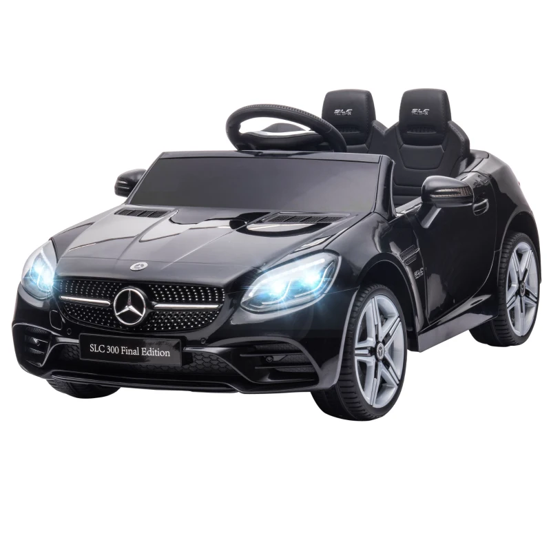 HOMCOM Benz SLC 300  Licensed 12V Kids Electric Ride On, with Music, Remote Control, LED Headlights, Horn, Black