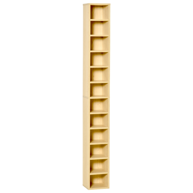 HOMCOM Rangements pour CD et DVD, étagère colonne de rangement, meuble de rangement bois naturel