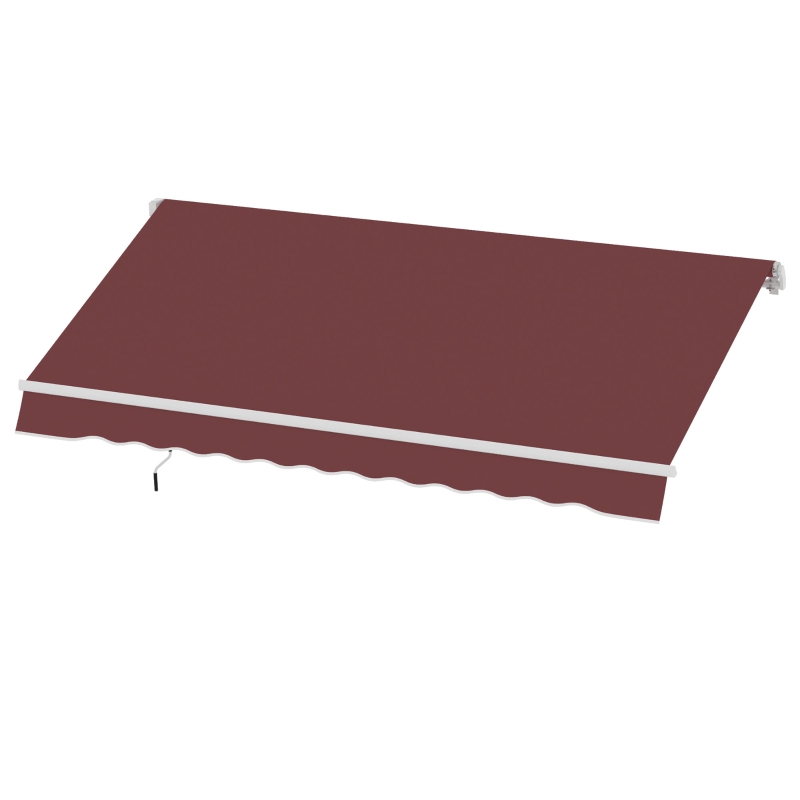 Outsunny Toldo Manual Retrátil 3,5x2,5 m com Ângulo Ajustável Manivela, Estrutura de Alumínio e Proteção UPF30+ Vinho Tinto