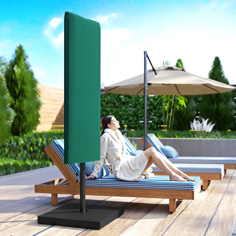 Outsunny Garden Parasol Cover, Outdoor Patio Umbrella Protector Weatherproof Garden Patio for 2-4.6m Parasol, Dark Green