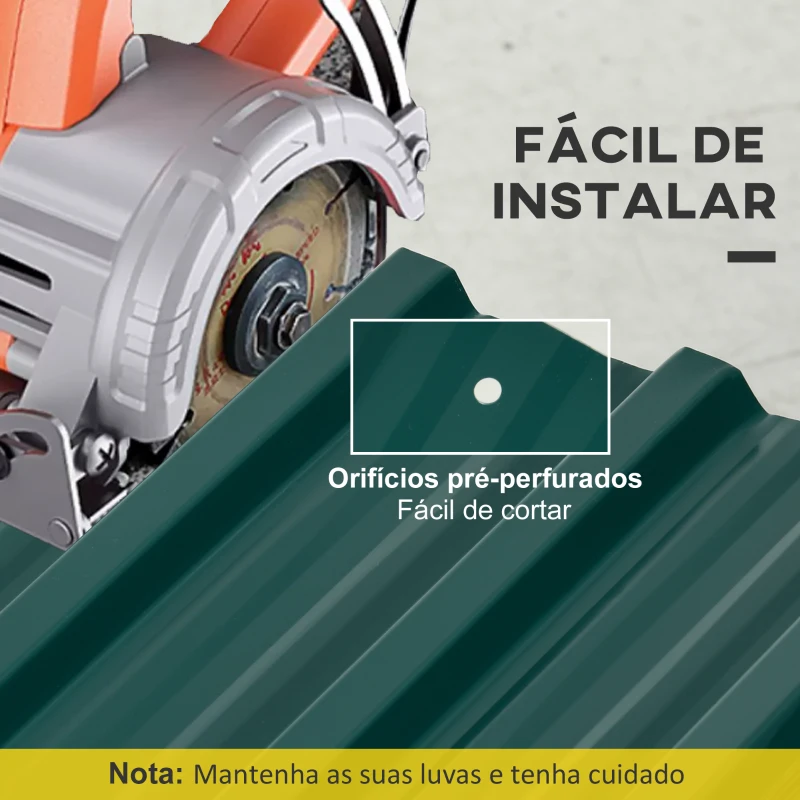 Outsunny Conjunto de 12 Painéis para Teto de Aço Galvanizado Chapas Perfiladas de Teto 7m² para Abrigo de Ferramentas 129x45cm Verde