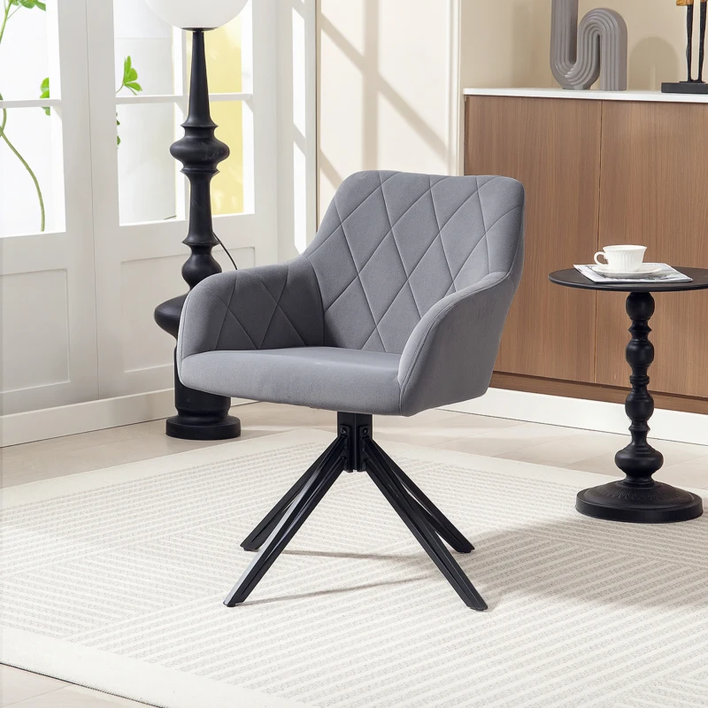 HOMCOM Akzentstuhl im Retro-Design Samtoptik 58 cm x 60,5 cm x 79 cm Stahl Grau