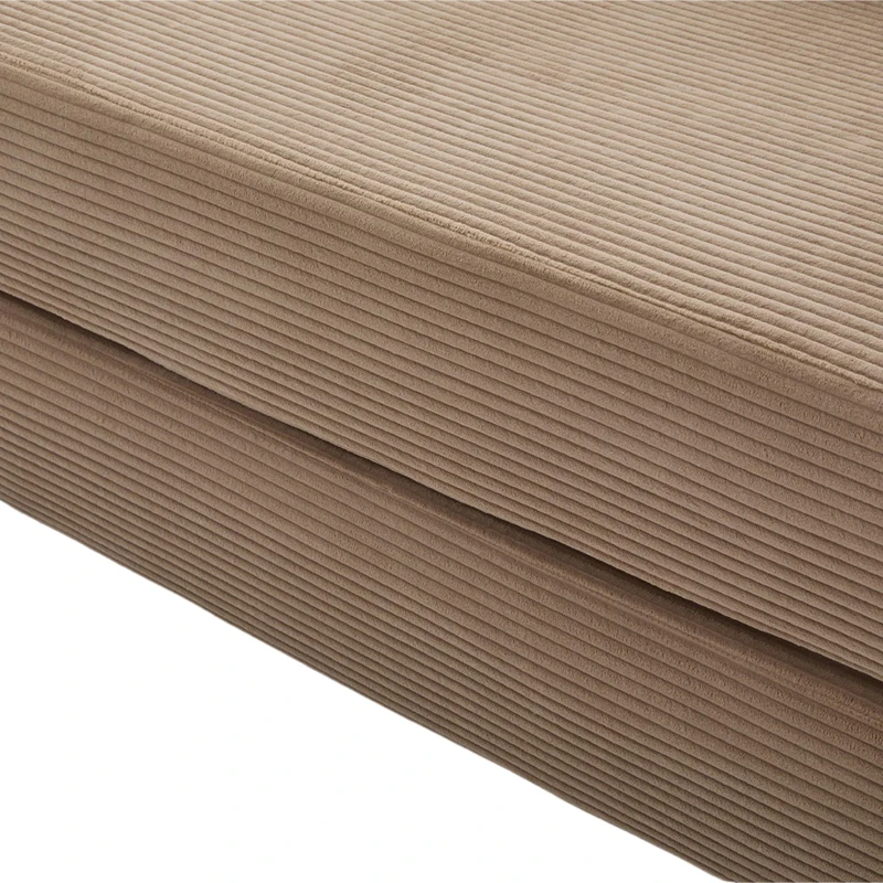 Cozy Compressible Folding Sofa with Detachable Metal Frame, Soft Modular Sectional Couch for Small Apartment, 110L x 33W x 33H cm, Khaki