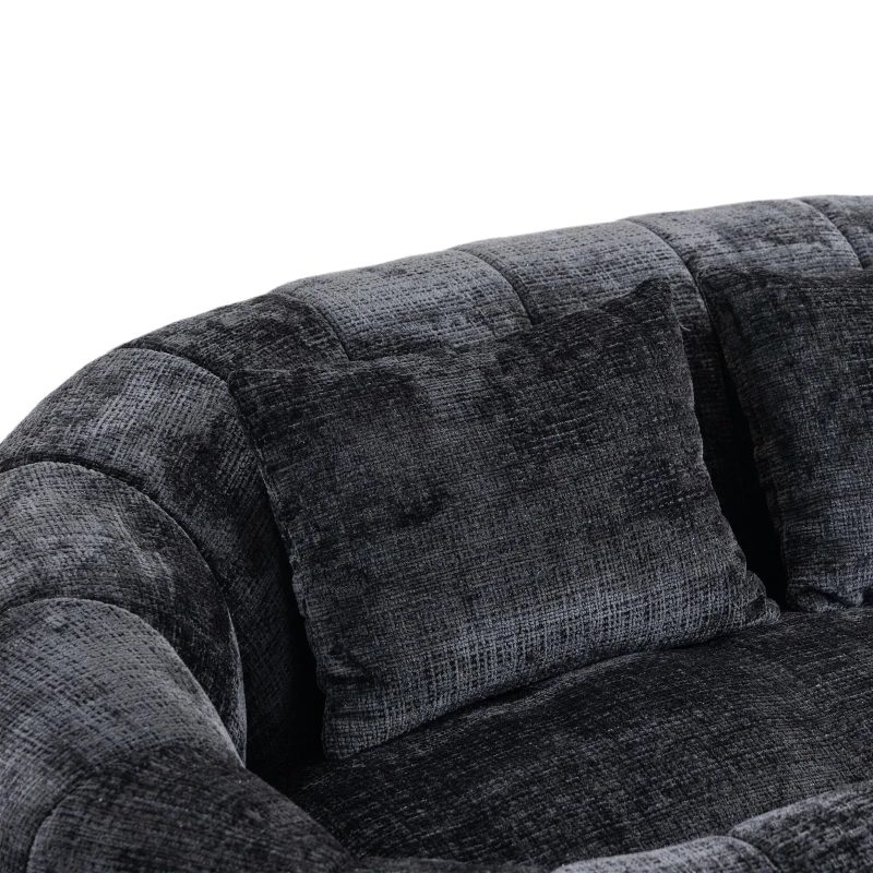 Cozy Oversized Bean Bag Sofa with 2 Matching Pillows, Soft 2-Seat Sectional Couch for Living Room and Bedroom, 145L x 95W x 63H cm, Black