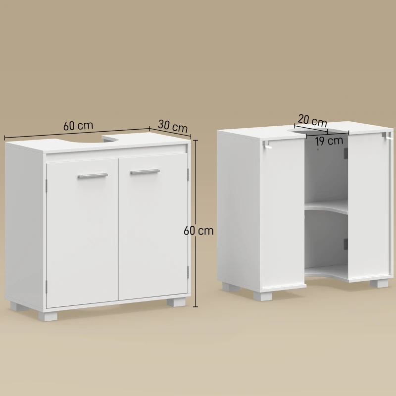 HOMCOM Móvel de Casa de Banho Moderno e Independente para Lavatório com Recorte em U e Prateleira Ajustável, Branco