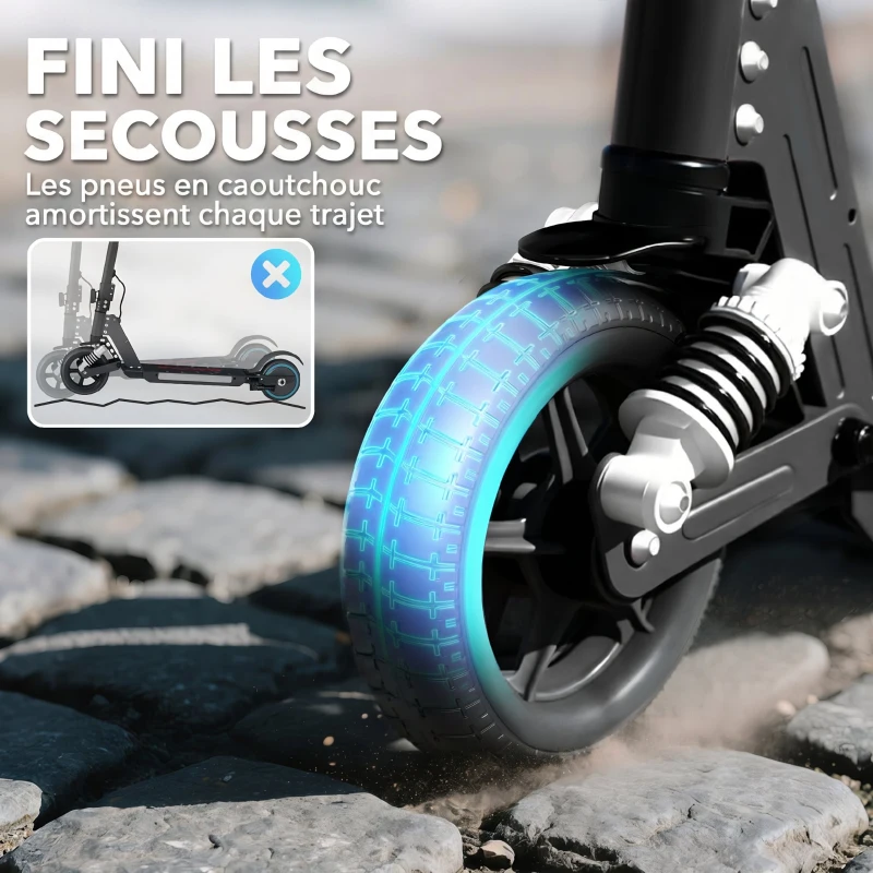 SPORTNOW Trottinette électrique pour enfants 6-14 ans scooter électrique pliable pour enfants vitesse max 14 km/h aluminium noir