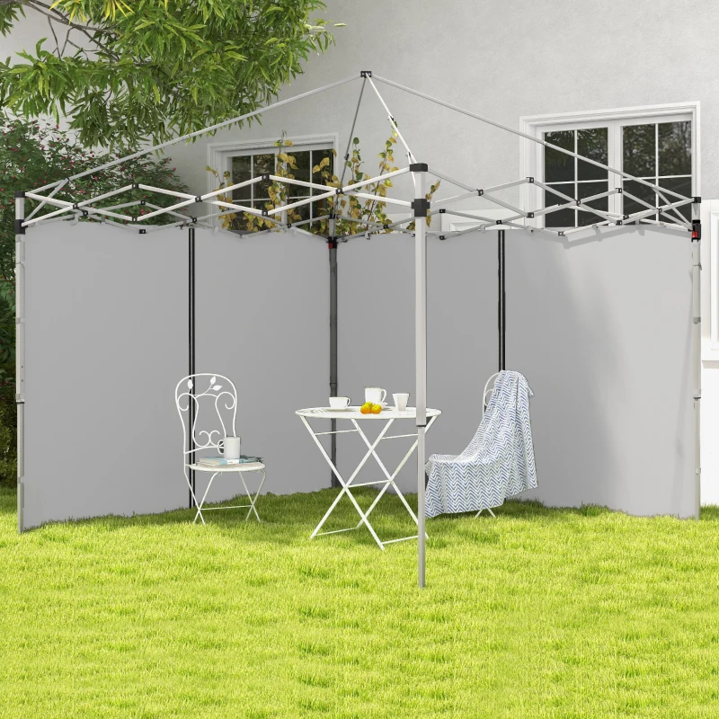 Outsunny Set of Two 3 x 3(m) Replacement Zipped Gazebo Walls - Grey
