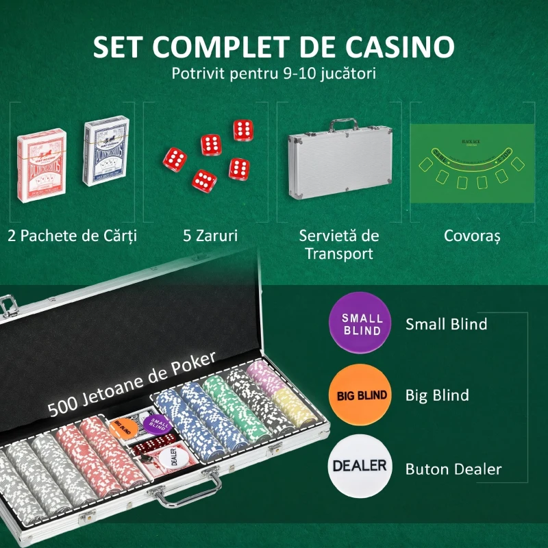 SPORTNOW 500 De Bucati Set De Jetoane De Poker