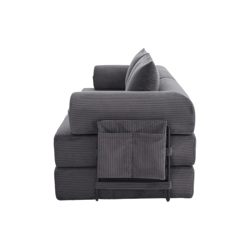 Cozy Compressible Folding Sofa with Detachable Metal Frame, Soft Modular Sectional Couch for Small Apartment, 110L x 33W x 33H cm, Dark Gray