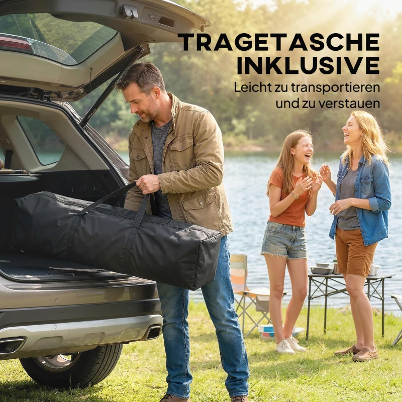 Outsunny Pavillon 3,5 x 3,5 m Wasserdicht Höhenverstellbar Pop-up Faltpavillon mit Ein-Knopf-Aufbau Doppeldach, UV 50+