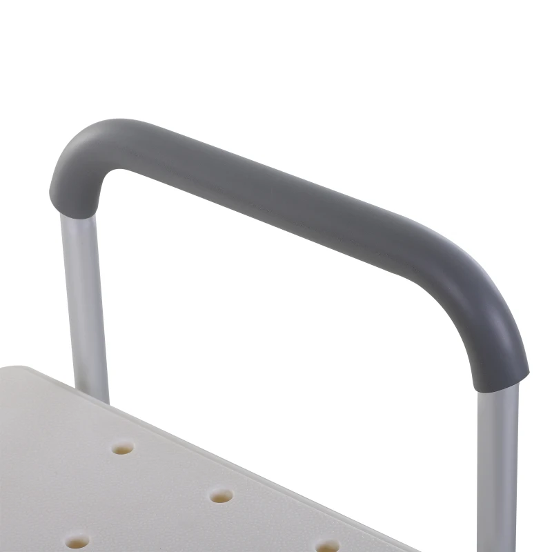 HOMCOM Tabouret de douche chaise de douche dossier ergonomique hauteur réglable pieds antidérapants grande assise charge max. 136 kg 74 x 53 x 80-92 cm blanc
