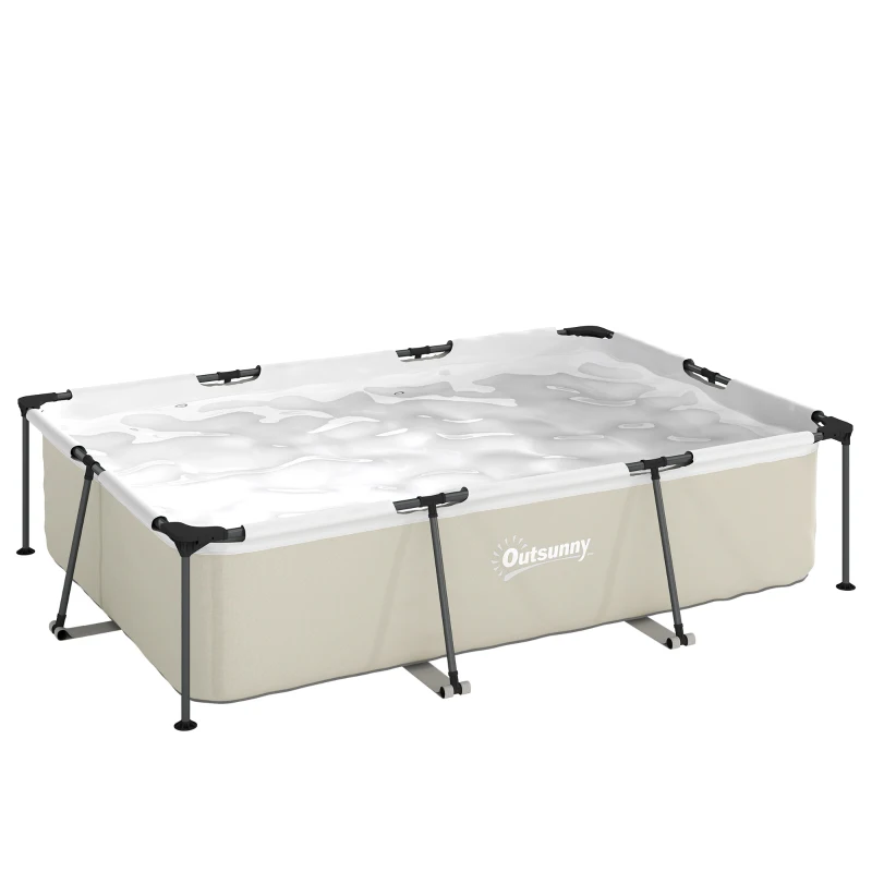 Outsunny Piscine Tubulaire Rectangulaire Pompe de Filtration 3701L en PVC Triple Couche 316x238x66,5cm Gris