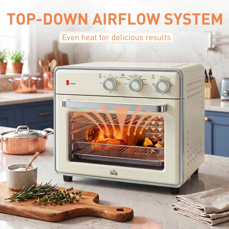 HOMCOM 20L 90-230℃ Mini Electric Oven - Cream