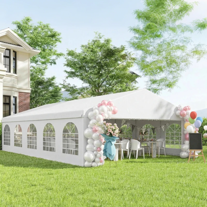 Outsunny Gazebo da Giardino 10x6m con Pareti Rimovibili e Finestre, Acciaio e Poliestere