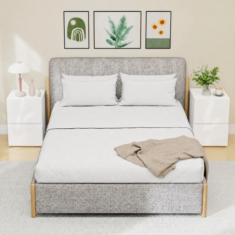 HOMCOM Juego de 2 Mesitas de Noche Estrechas Mesillas de Noche Dormitorio con 2 Cajones Frentes de Alto Brillo Blanco