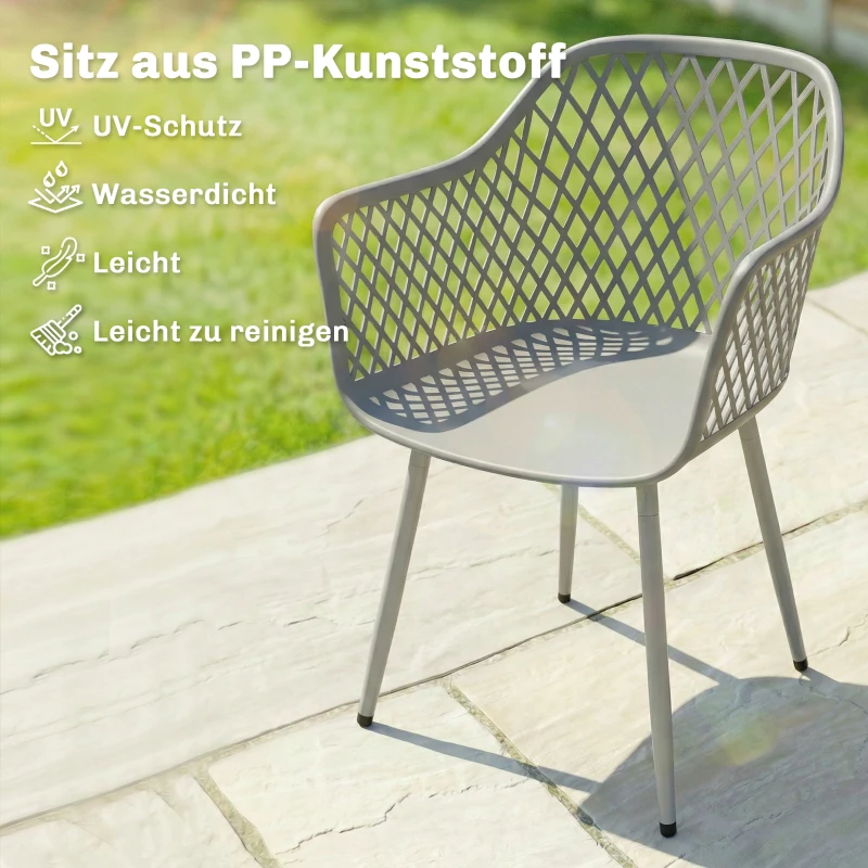 Outsunny Gartenstuhl 4er Set UV-beständige Gartenstühle aus Kunststoff mit Armlehne Rückenlehne 56 x 51 x 84 cm Grau